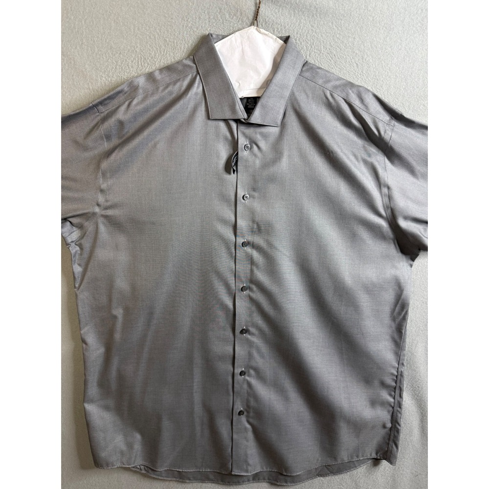 Awearness Kenneth Cole Dress Shirt Men's 19 36/37 Gray Slim‎ Fit Non Iron NWT